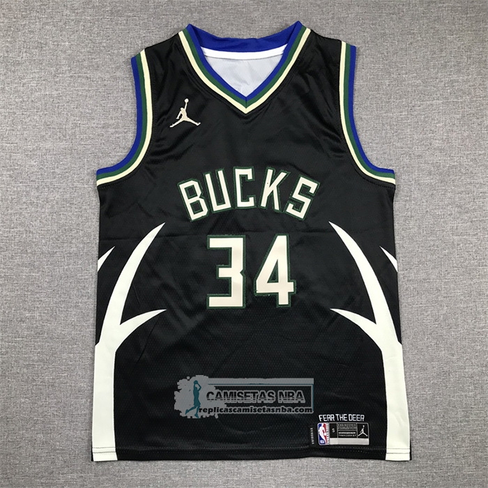 Camiseta Nino Milwaukee Bucks Giannis Antetokounmpo NO 34 Statement 2022-23 Negro